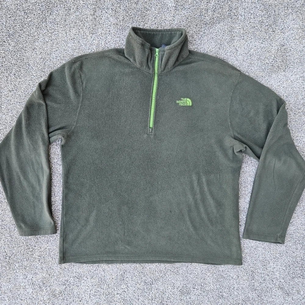 The North Face Fleece Jacket Mens Size Medium Hunter Green Half Zip Pullover